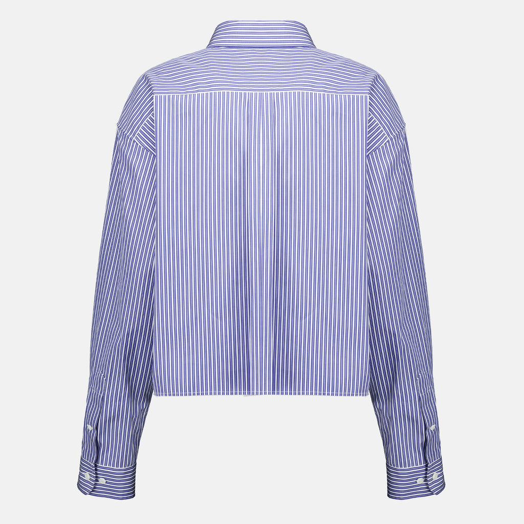 Chemises Camisa de popelín a rayas en navy Miu Miu Bleu foncé Femme