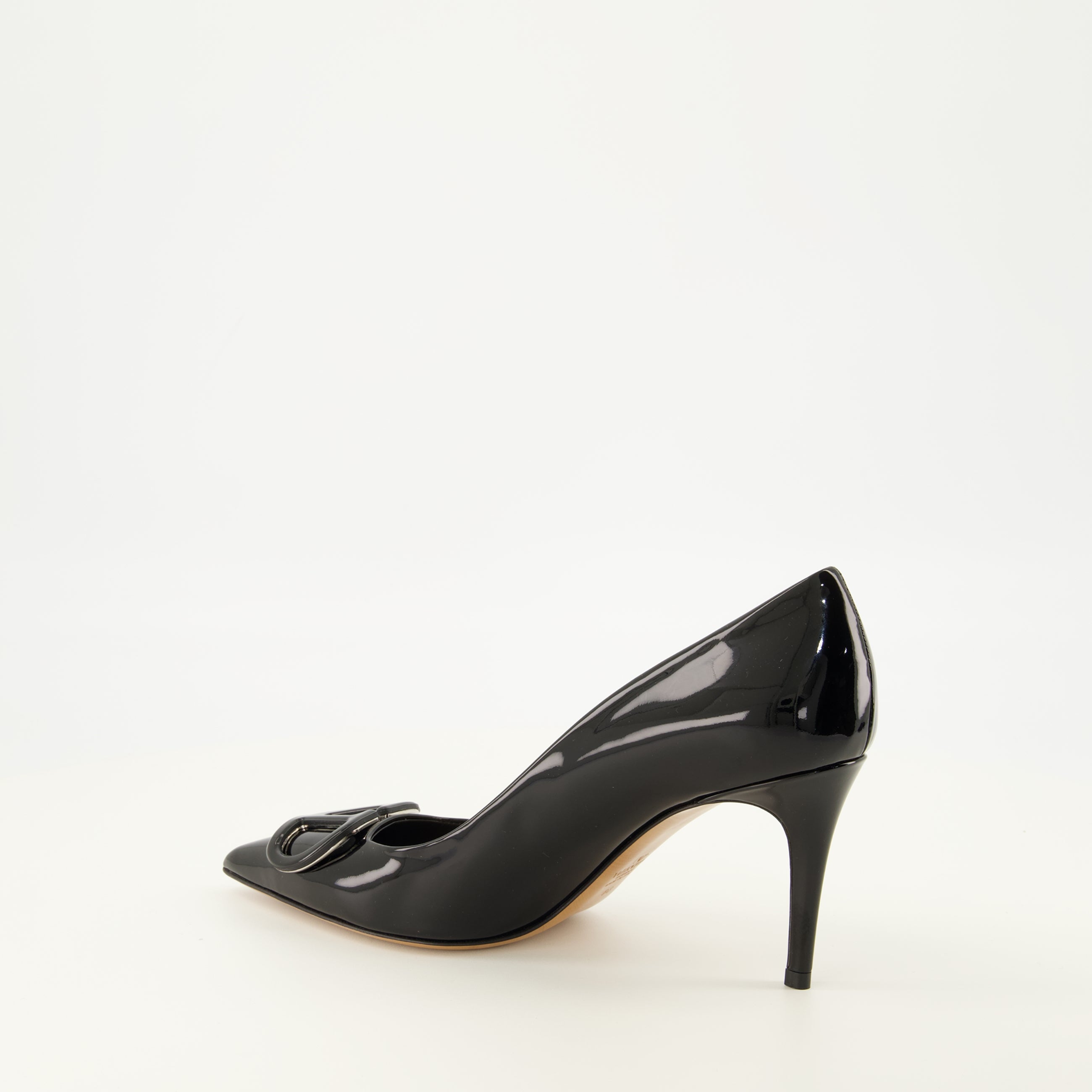 Escarpins Escarpins VLogo en cuir verni noir Valentino Garavani Noir Femme