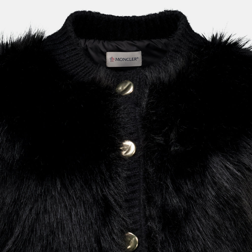 Maille Cardigan en alpaga et laine noir Moncler Noir Femme