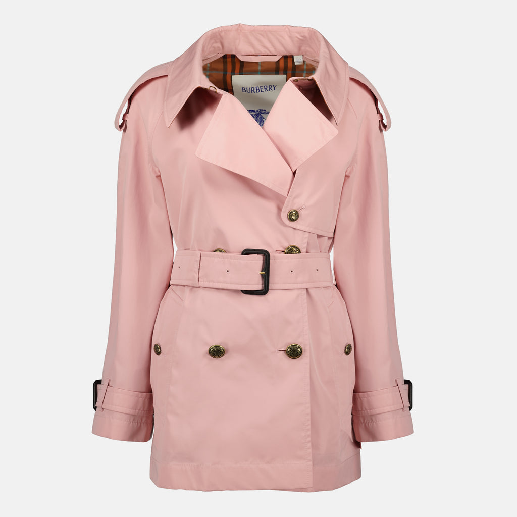 Imagem do Trench Curto Fitzrovia Rosa da marca Burberry para Mulher - Temporada Primavera-Verão 2026 - Vista Frontal