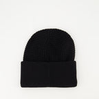 Image of the Moncler men's cotton beanie with logo - Fall-Winter 2025 - Back view