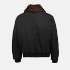 Abrigos Chaqueta con Cuello de Piel Sintética Prada Negro Homme