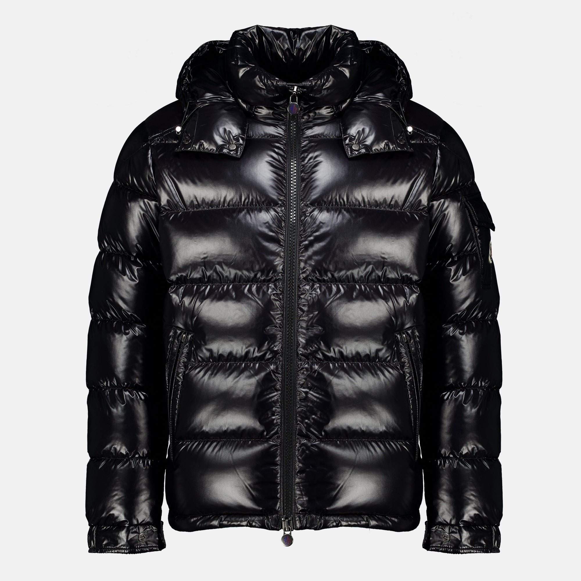 Manteaux Maya Black Padded Jacket in Glossy Nylon Moncler Noir Homme