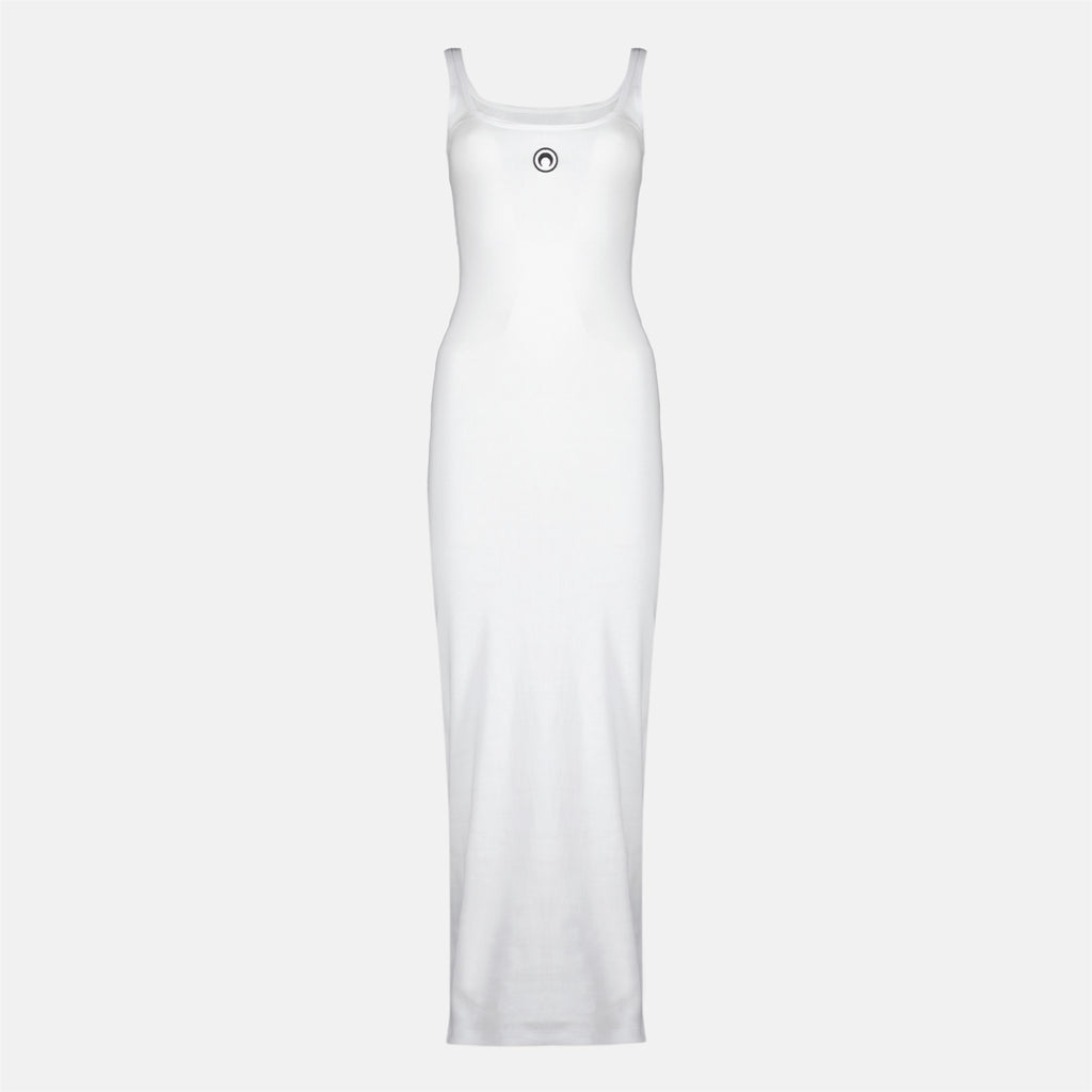 Robes Vestido Branco Longo em Algodão Marine Serre Blanc Femme