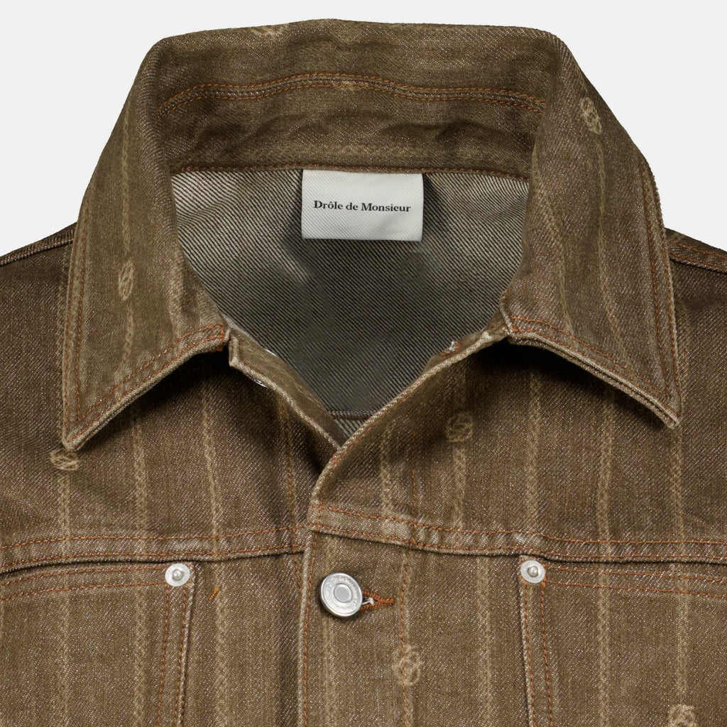 Vestes Giacca Monogram in Denim Marrone Drole De Monsieur Marron Homme