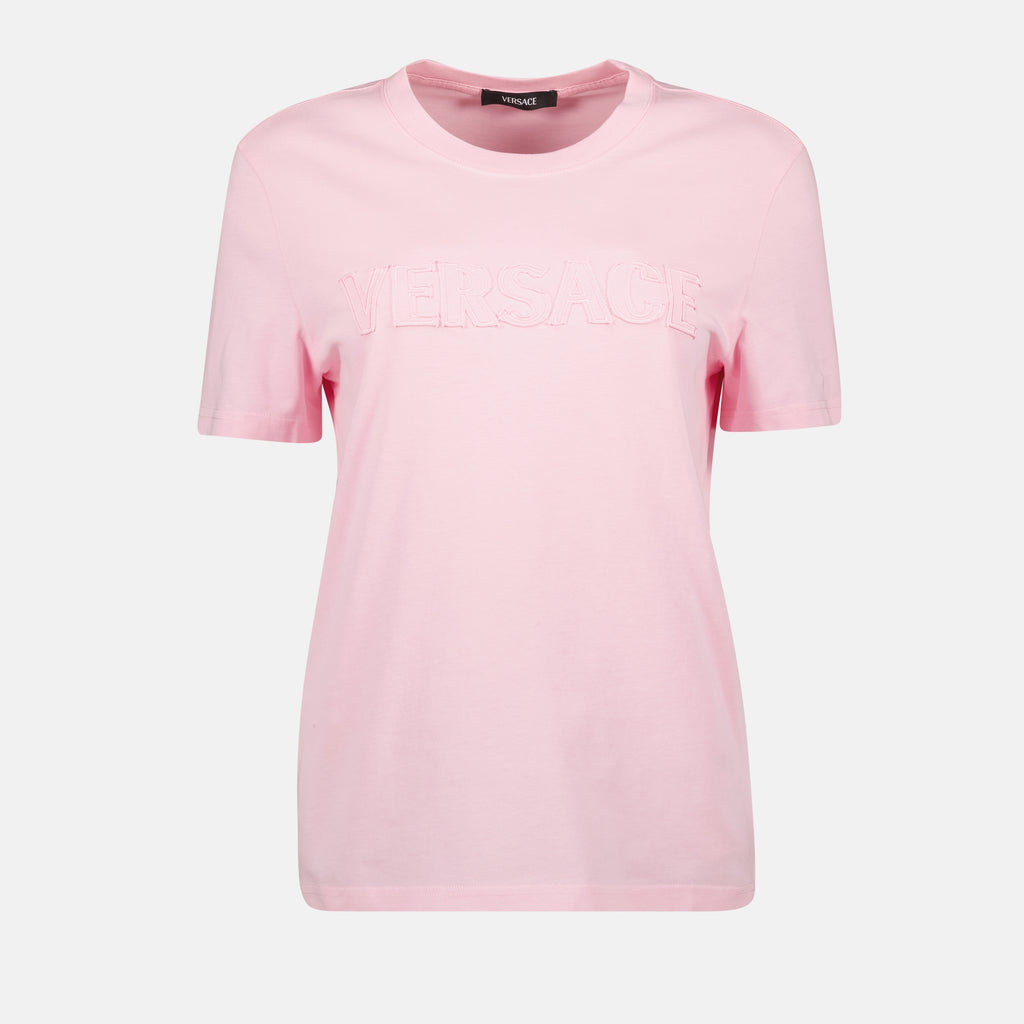 T-Shirts Gesticktes Logo T-Shirt Versace Rosa Femme