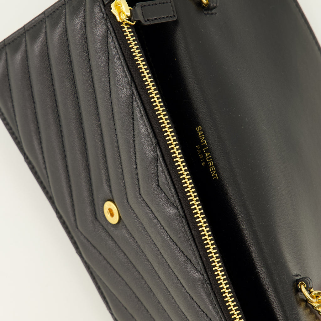 Sacs bandoulière カサンドル ウォレット ブラックレザー チェーン付き Saint Laurent Noir Femme