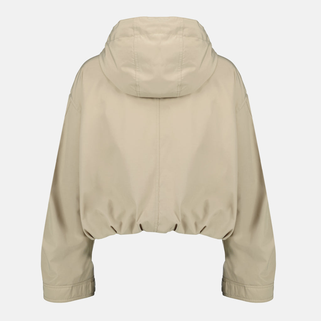 Image of the Moncler Women's Short Eucalyptus Beige Down Jacket - Spring-Summer 2026 - Back View