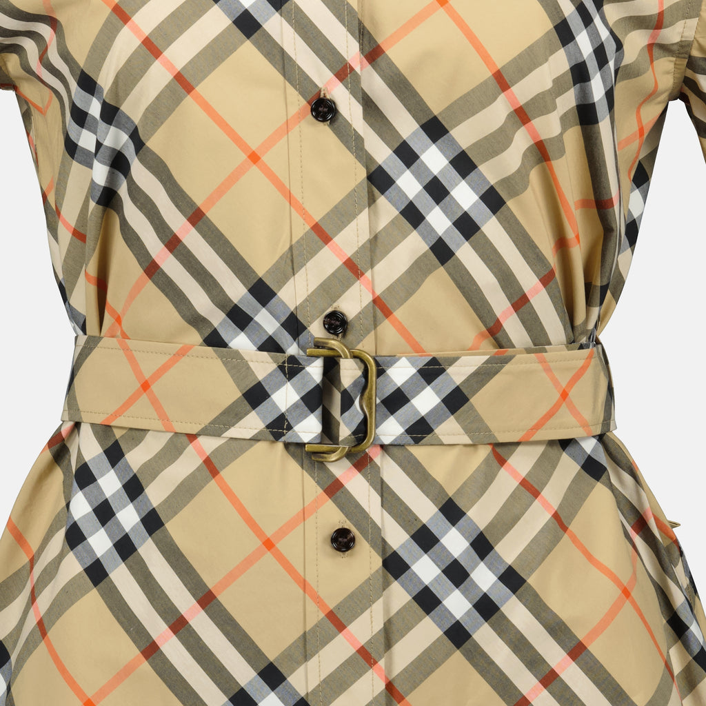 Robes Vestido Camisola em Check Burberry Beige Femme