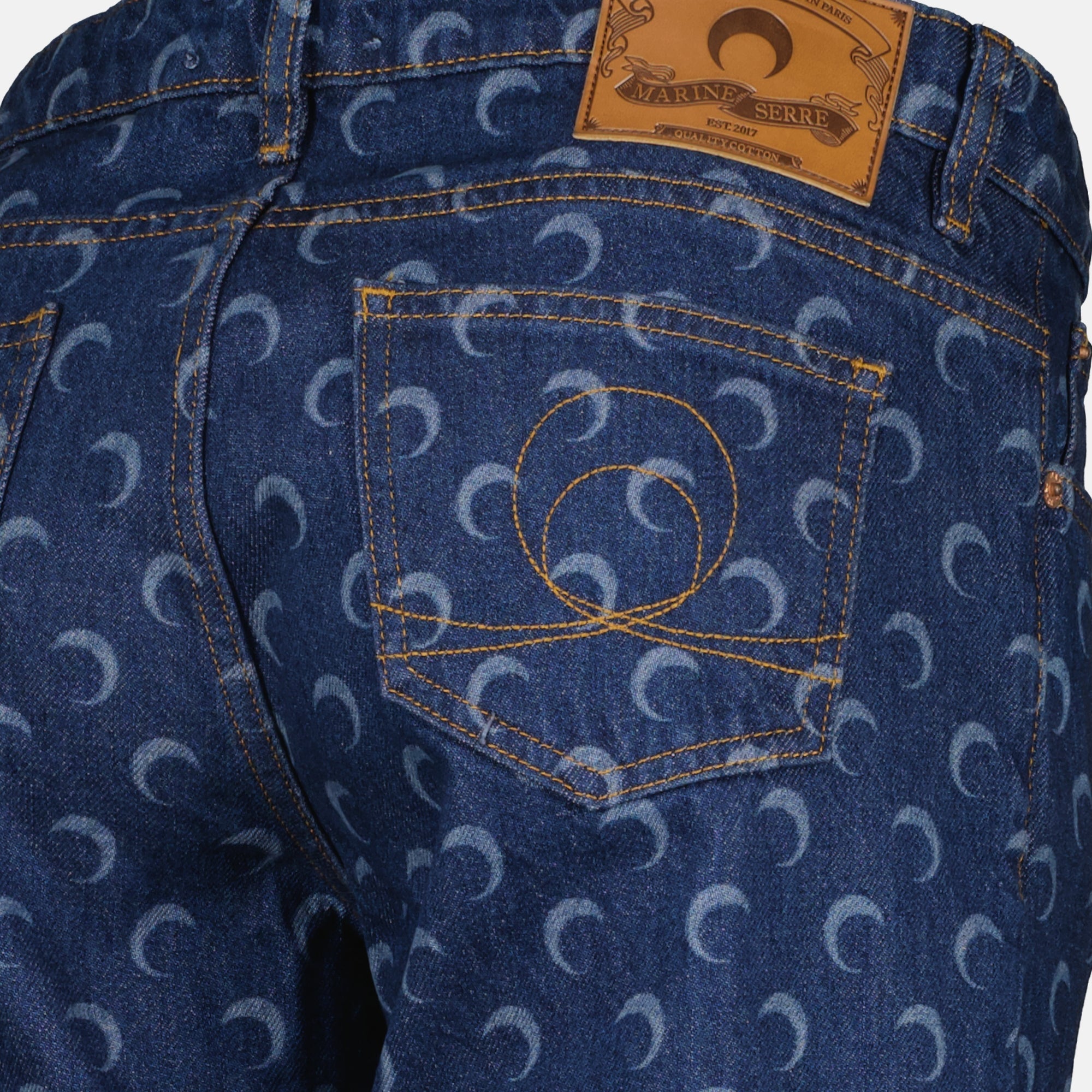 Pantalons Moon Denim Jeans in Blue Marine Serre Bleu Femme