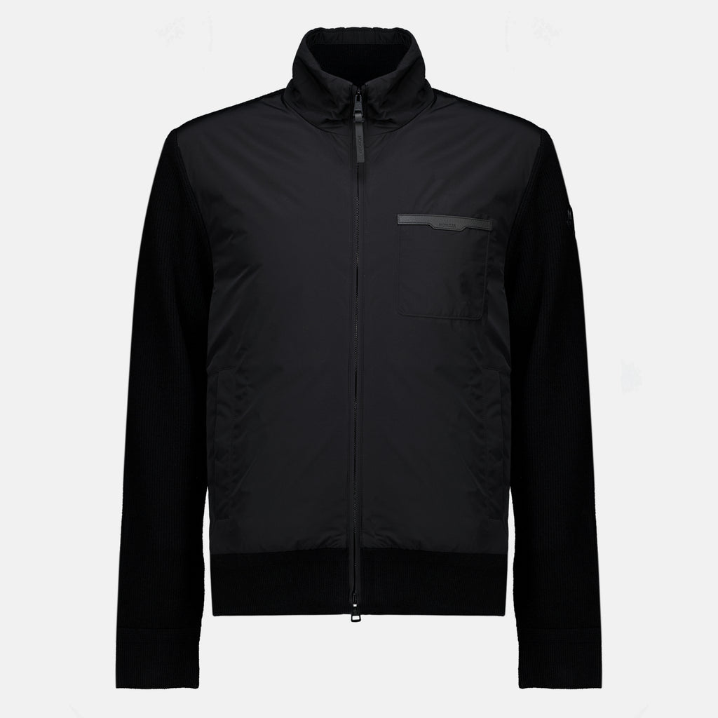 Maille Cardigan zippé en laine et cachemire noir Moncler Noir Homme