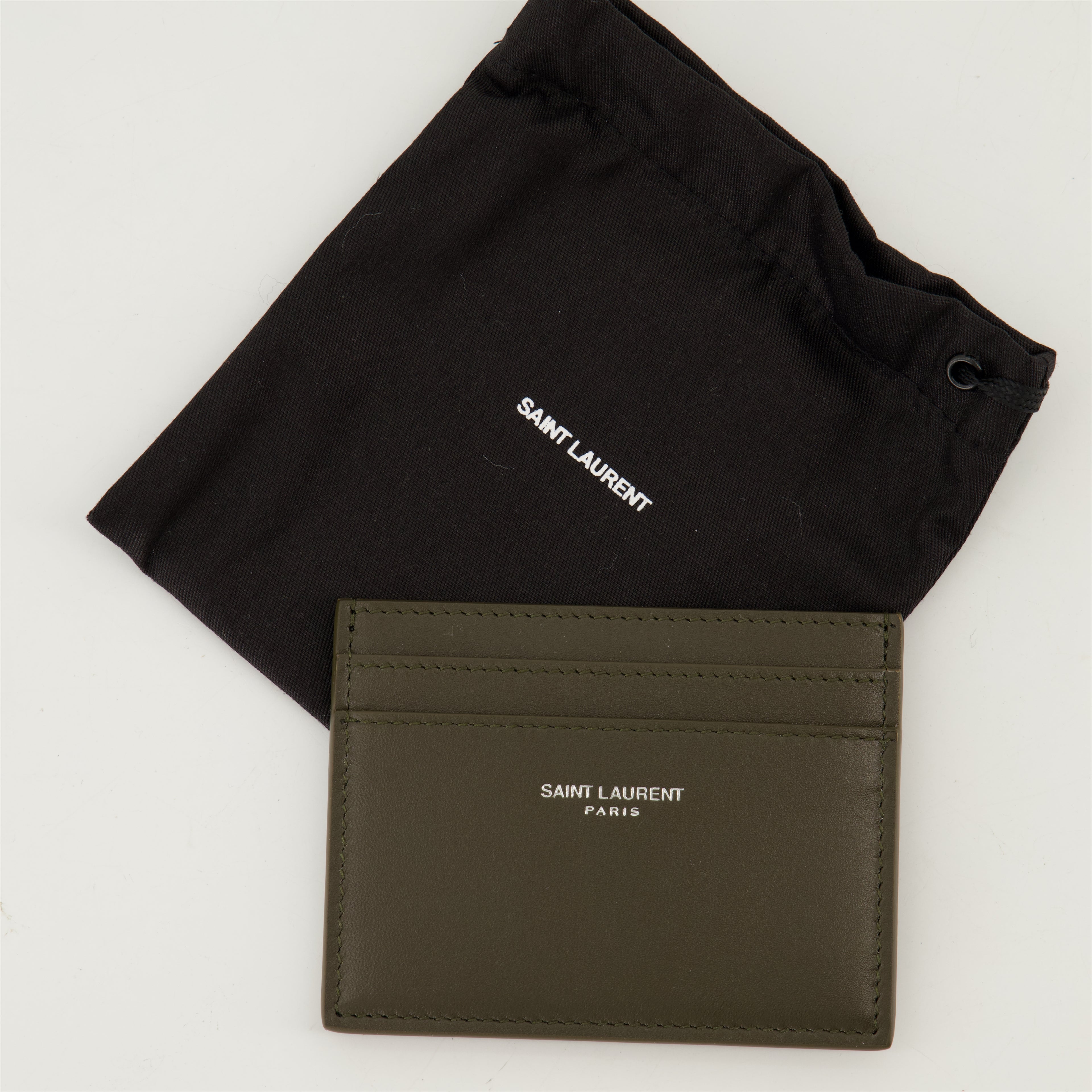 Small leather goods Porte-cartes Saint Laurent Paris Saint Laurent Khaki Homme