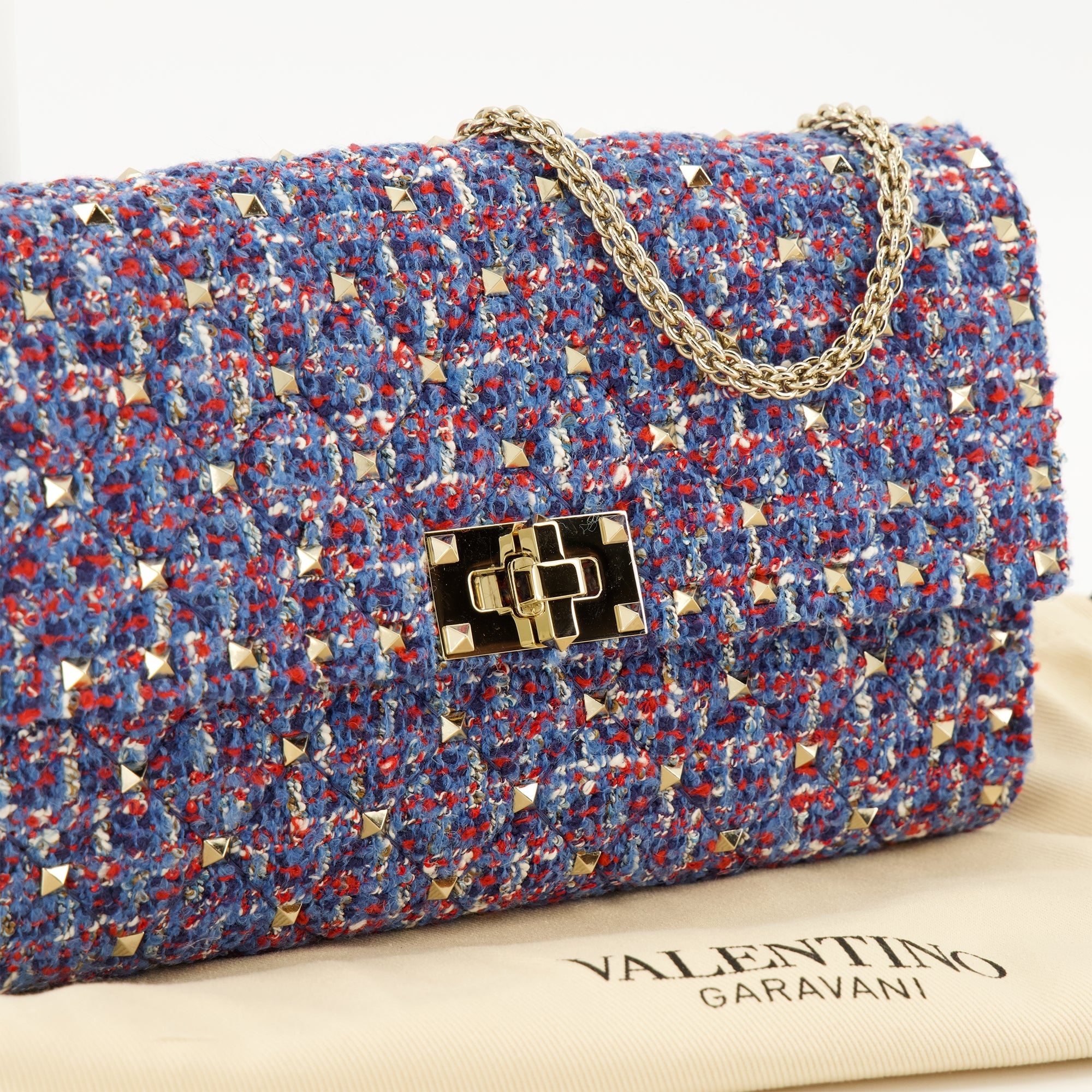 Sacs à main et épaule ロックスタッドスパイクツイードポーチ Valentino Garavani Violet Femme