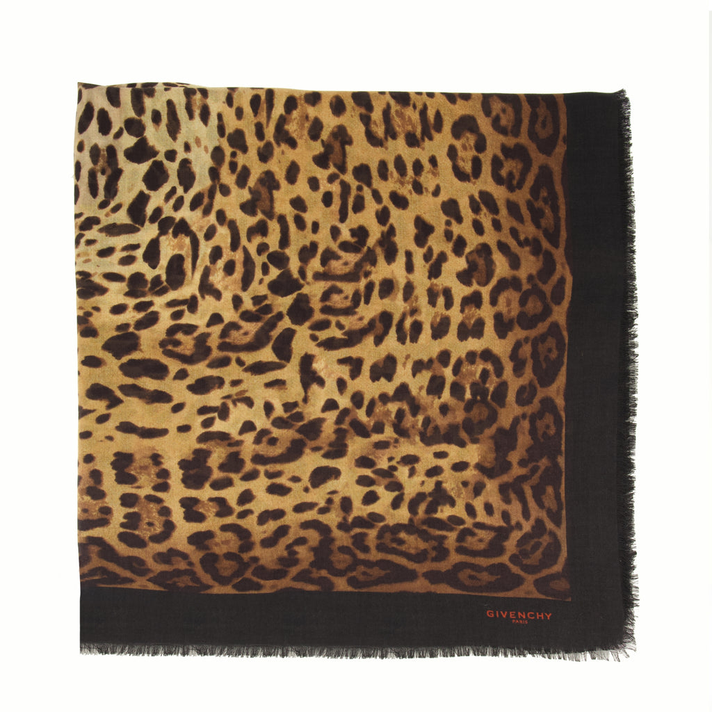 Écharpes, foulards et gants Écharpe en laine et soie imprimé léopard Givenchy Marron Femme