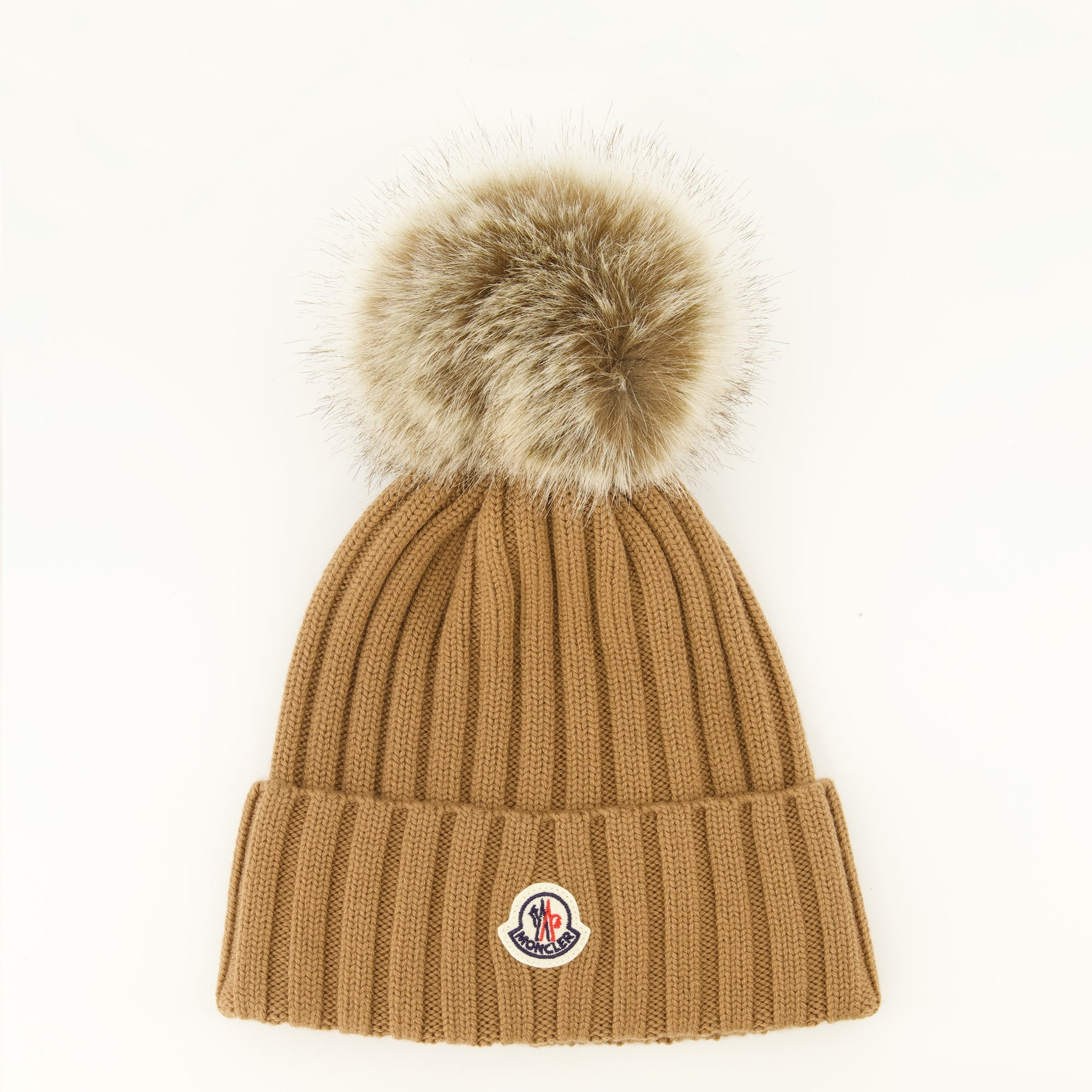 Chapeaux, casquettes et bonnets Bonnet en laine marron avec pompom Moncler Marron Femme