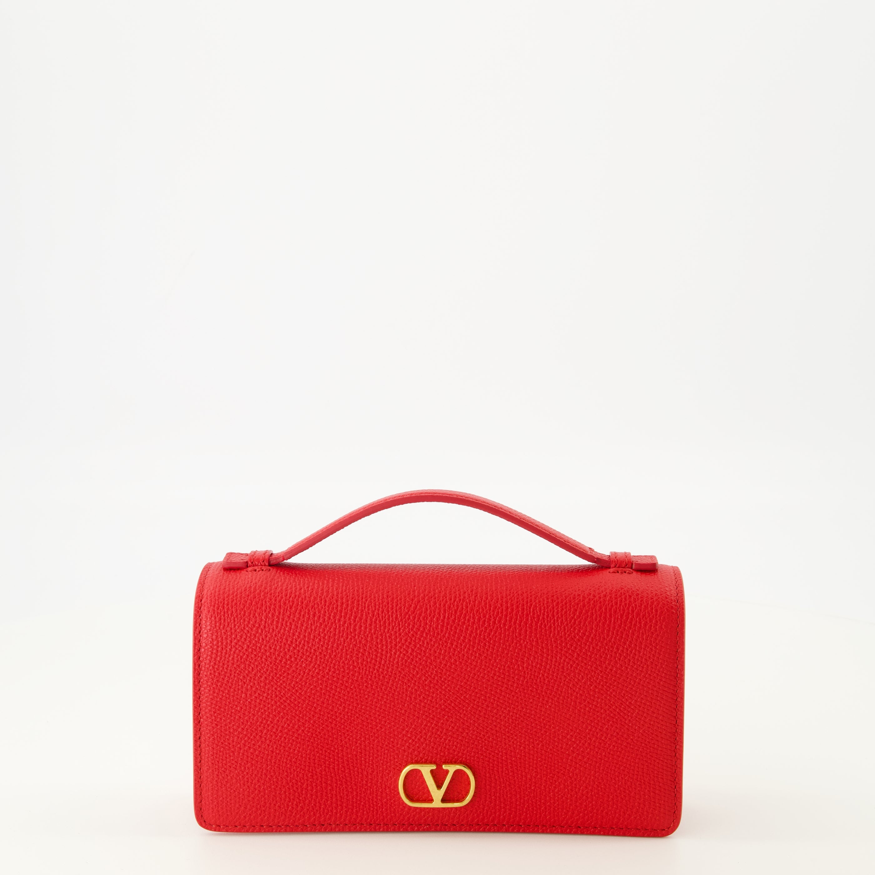 Petite maroquinerie VLogo Chain Wallet in Red Leather Valentino Garavani Rouge Femme