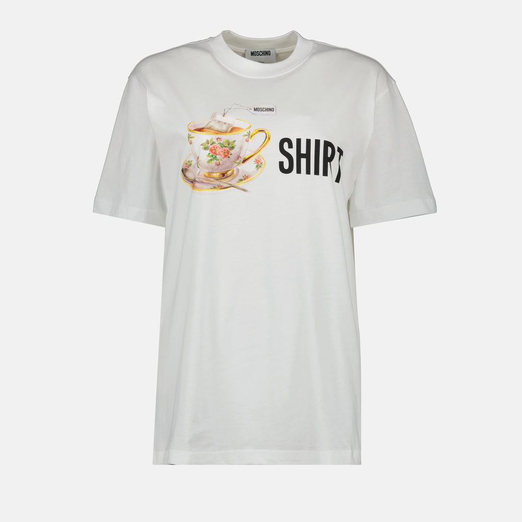 Immagine della T-shirt stampata del marchio Moschino per Donna - Stagione Autunno-Inverno 2025 - Vista Frontale