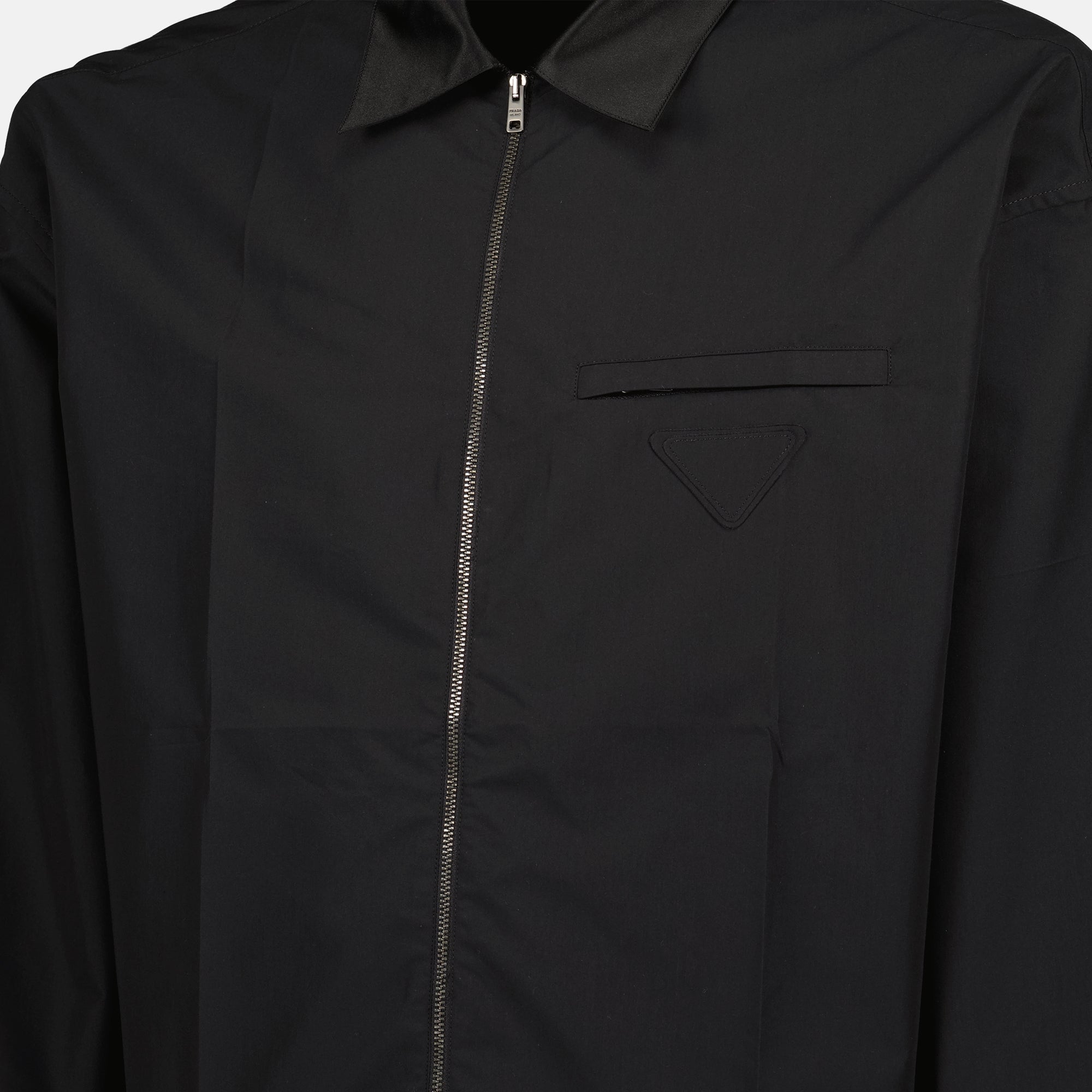 Vestes Chemise en coton technique Prada Noir Homme