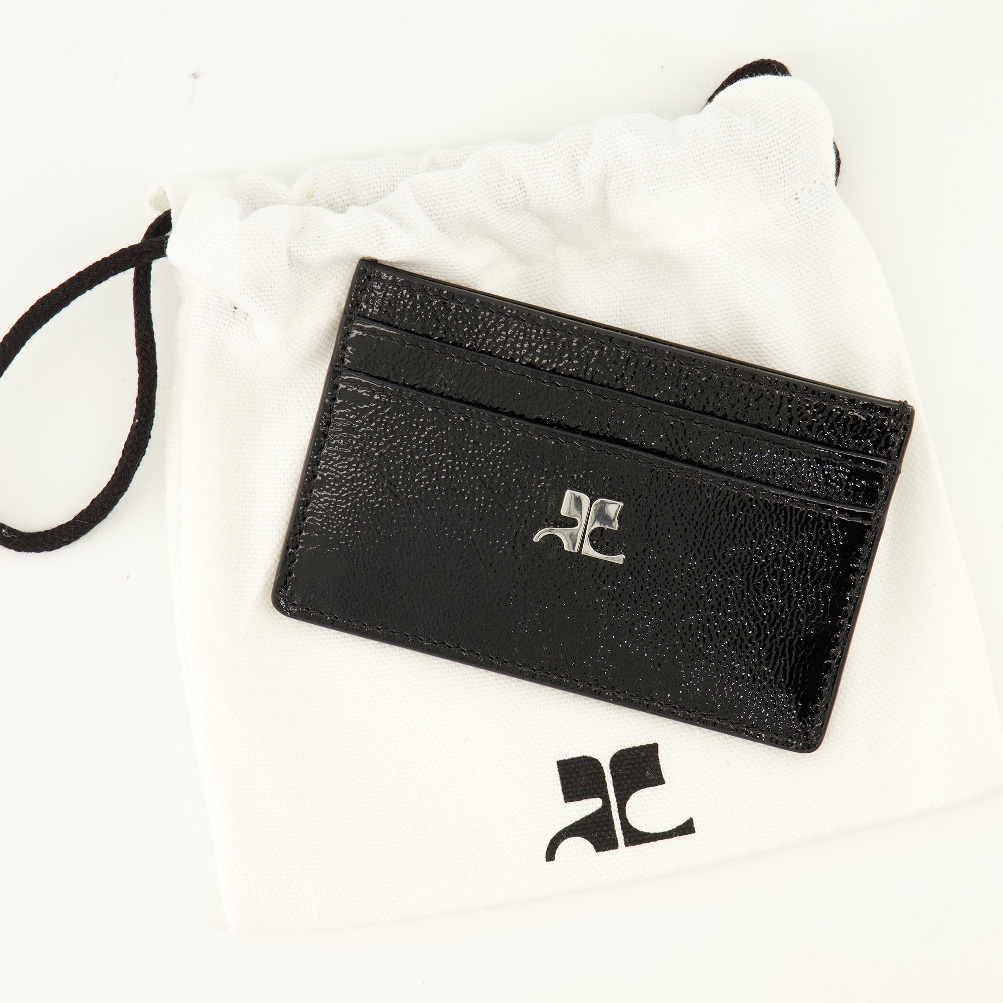 Petite maroquinerie Porte-cartes AC en cuir naplack noir Courrèges Noir Femme