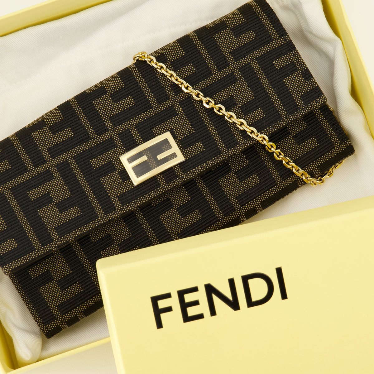 Petite maroquinerie FF Chain Wallet Fendi Marron Femme