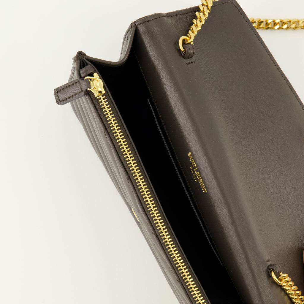 Image of the Saint Laurent Monogram crossbody bag in brown for Women - Spring-Summer 2026 - Detailed View_3