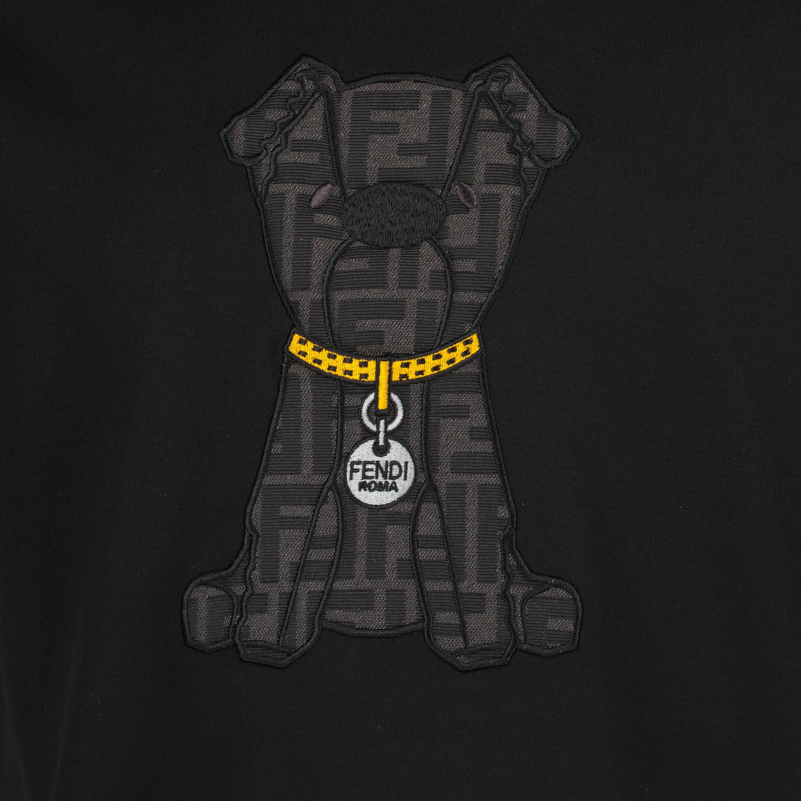 T-shirts Black Printed Cotton T-Shirt Fendi Noir Homme