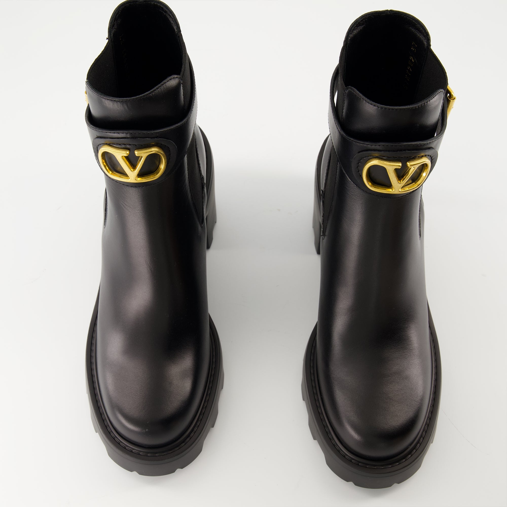 Bottines Bottines Beatle VLogo en cuir noir Valentino Garavani Noir Femme