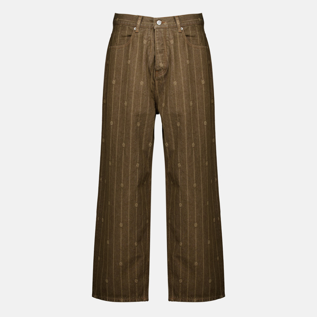 Pantalons Jeans Baggy Monograma Castanho Drole De Monsieur Marron Homme