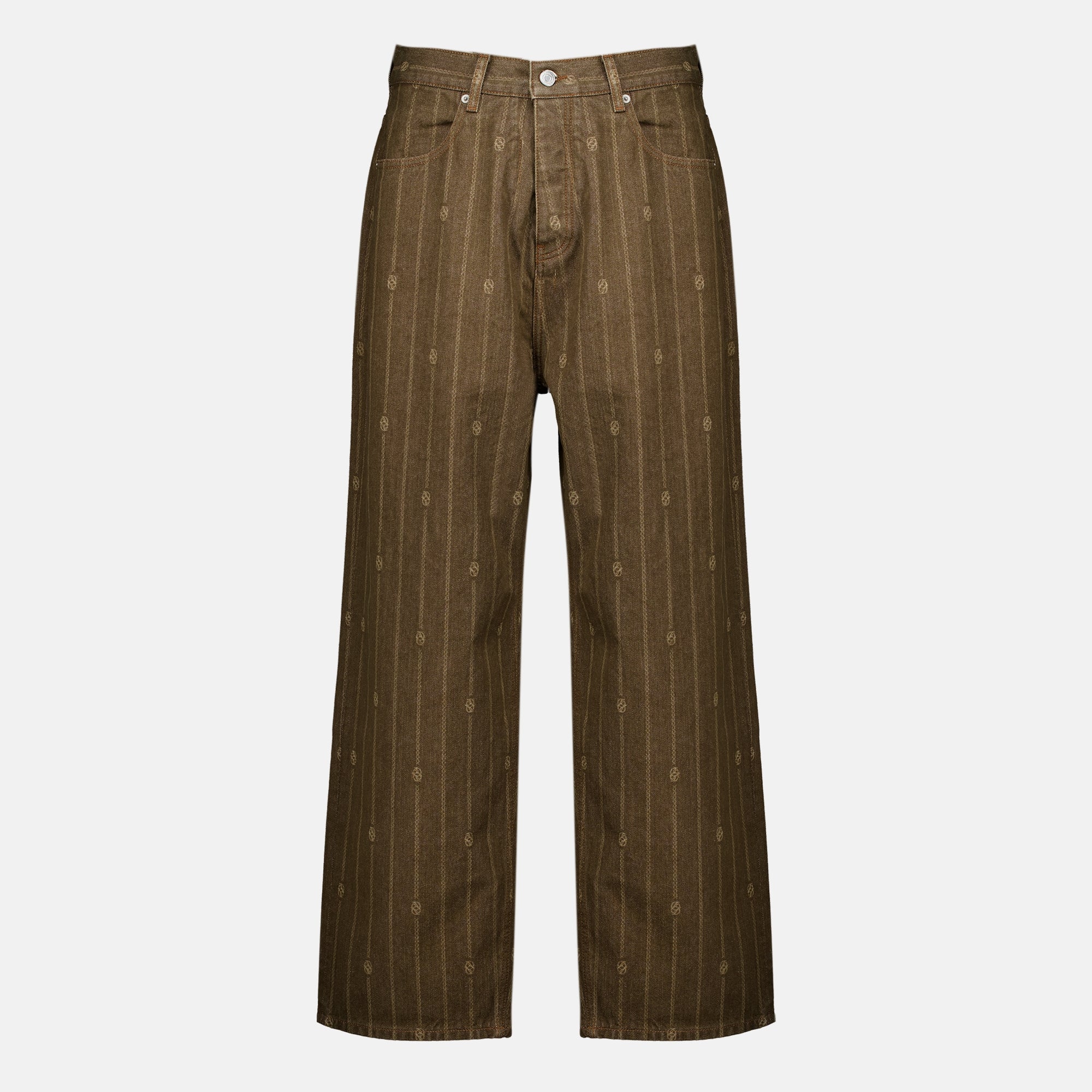 Pantalons Jeans Baggy Monograma Castanho Drole De Monsieur Marron Homme