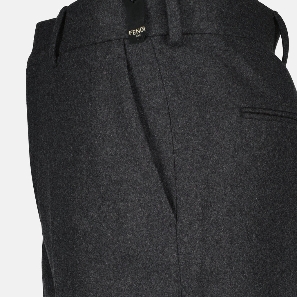 Calças Calças de Cachemira Fendi Cinza Homme