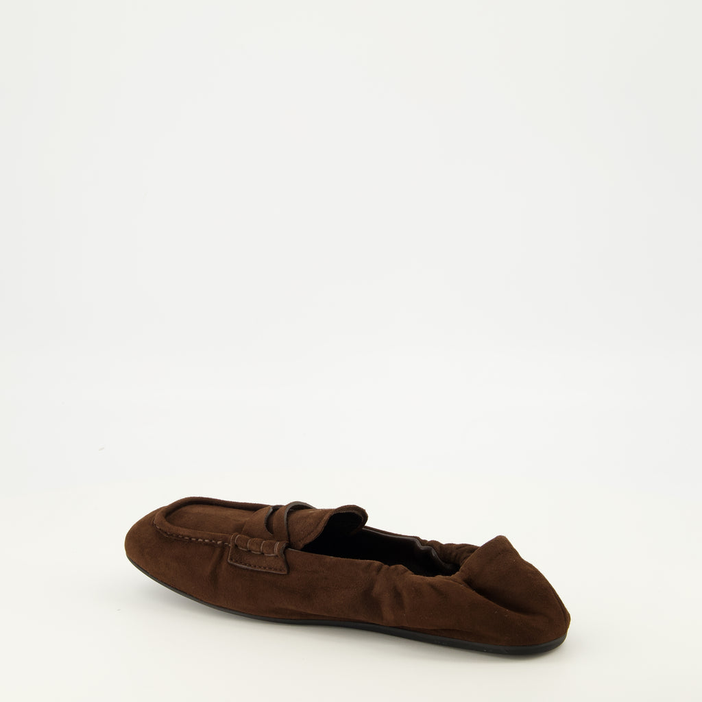 Mocassins Mocassins Ruches em Suede Castanho Miu Miu Marron Femme