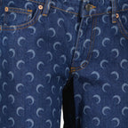 Pantalons Jeans Denim Moon in Blu Marine Serre Bleu Femme