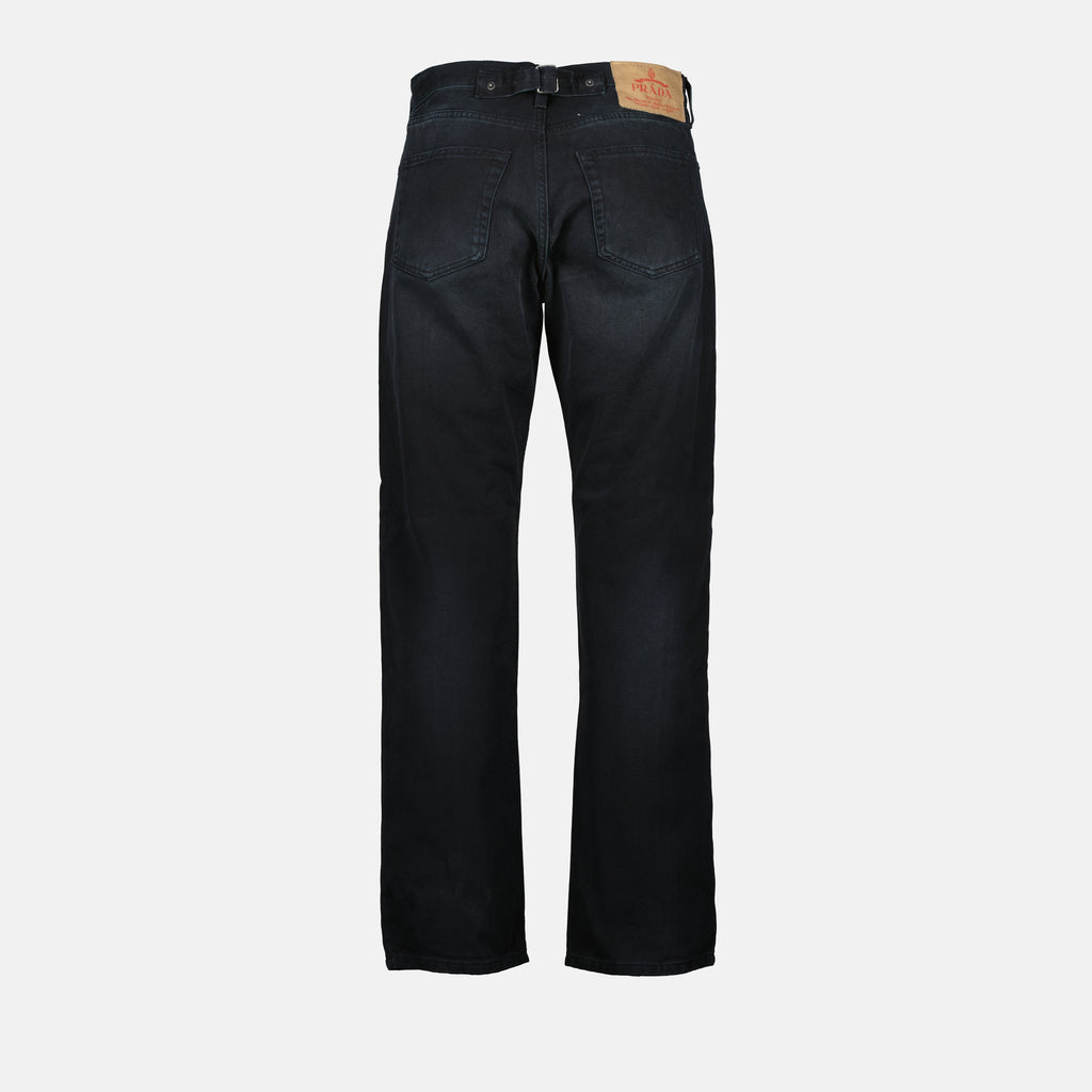 Calças Jeans Pretos Desbotados Prada Preto Homme