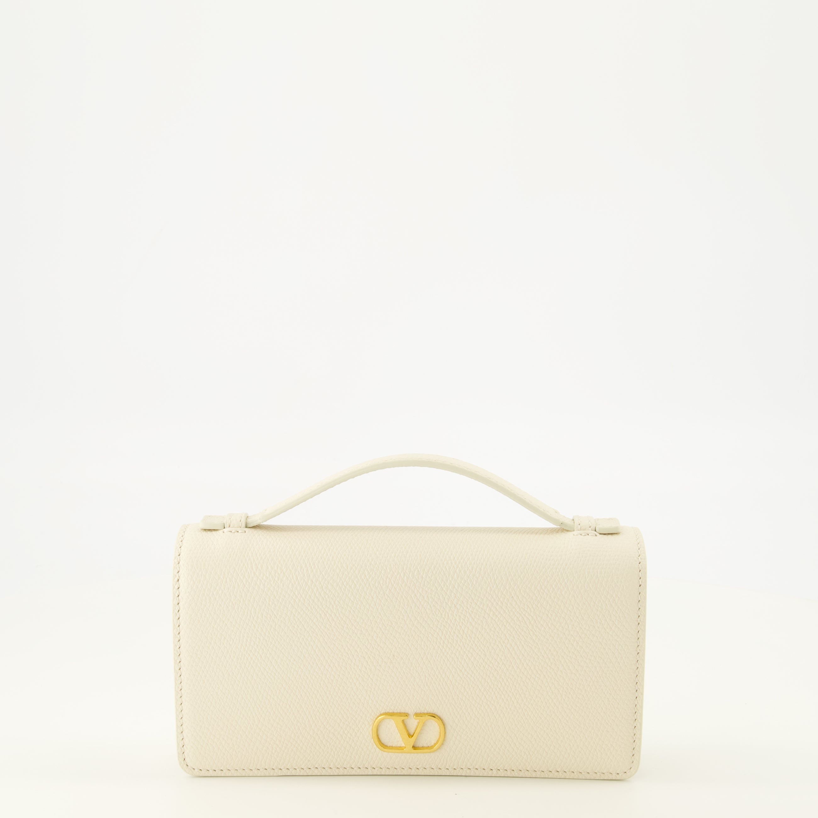Petite maroquinerie VLogo Kettenbörse aus weißem Leder Valentino Garavani Blanc Femme