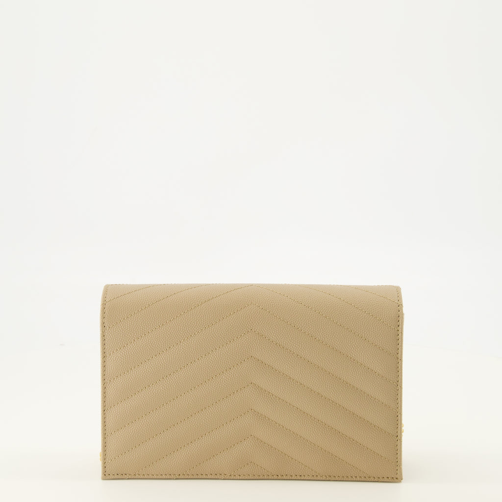 Sacs à main et épaule Portafoglio Cassandre con Catena in Pelle Grana Beige Saint Laurent Beige Femme