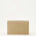 Sacs à main et épaule Portafoglio Cassandre con Catena in Pelle Grana Beige Saint Laurent Beige Femme