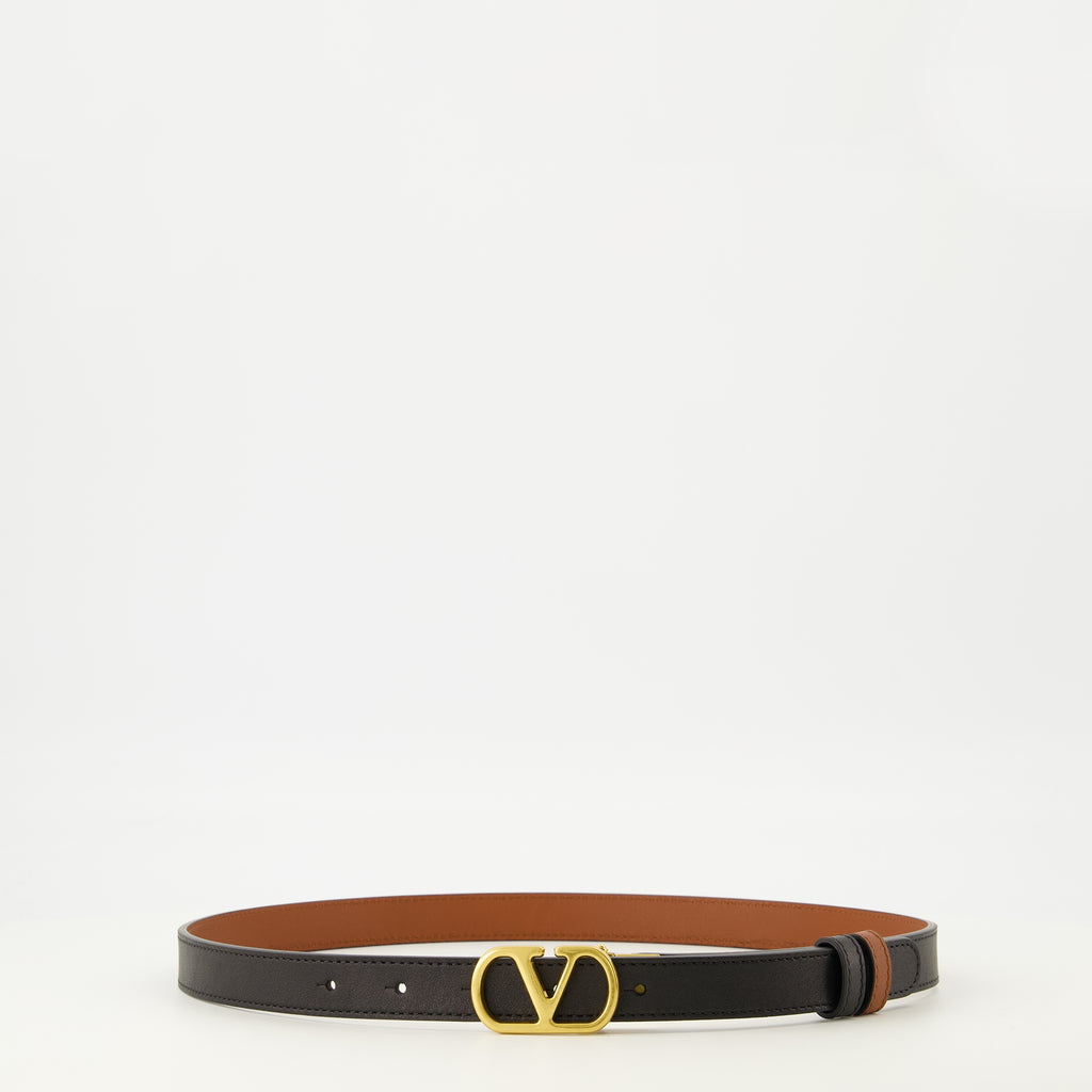 Image de l'article Ceinture Vlogo réversible noir et marron de la marque Valentino Garavani pour Femme - Saison Printemps-Été 2026 - Vue de Face