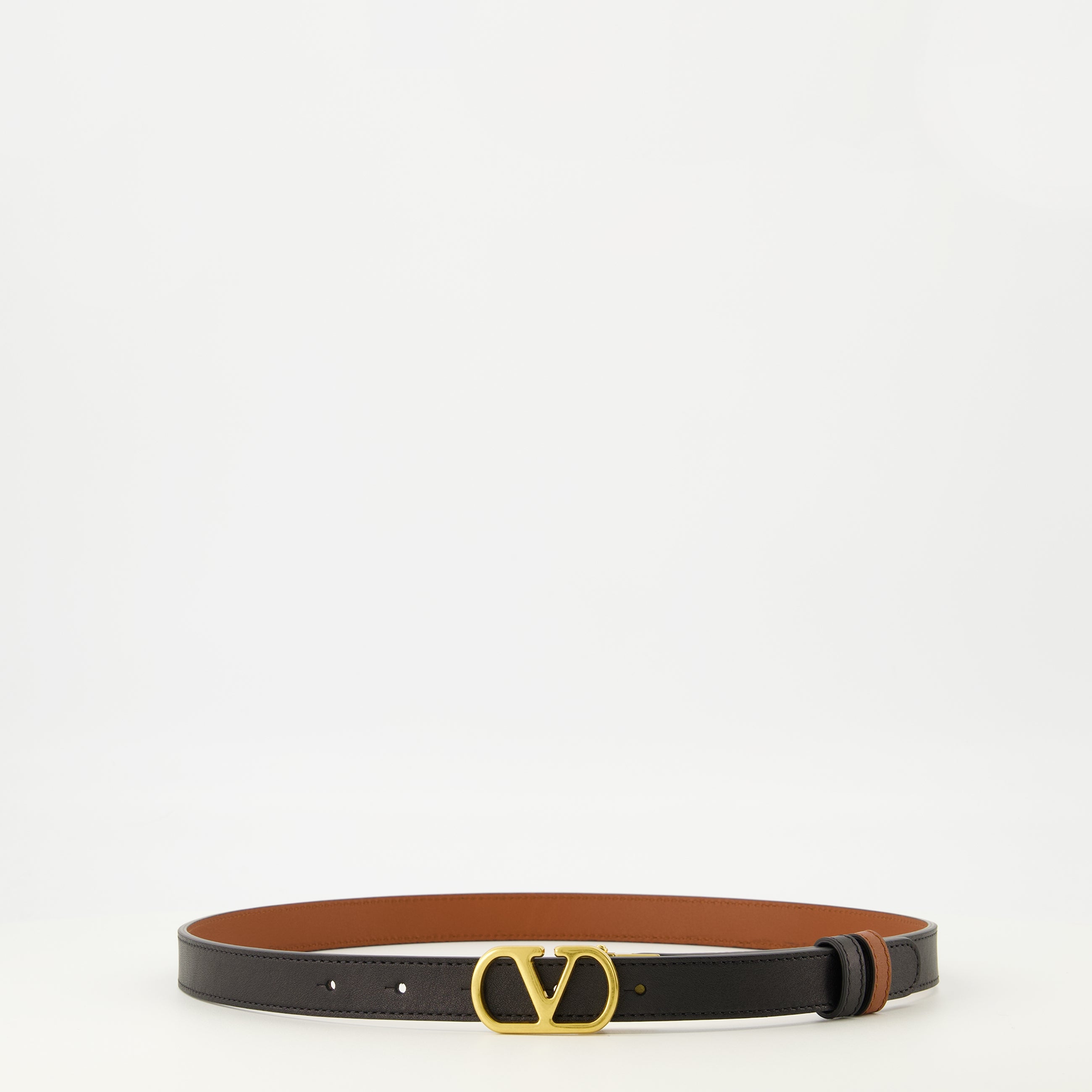 Image de l'article Ceinture Vlogo réversible noir et marron de la marque Valentino Garavani pour Femme - Saison Printemps-Été 2026 - Vue de Face