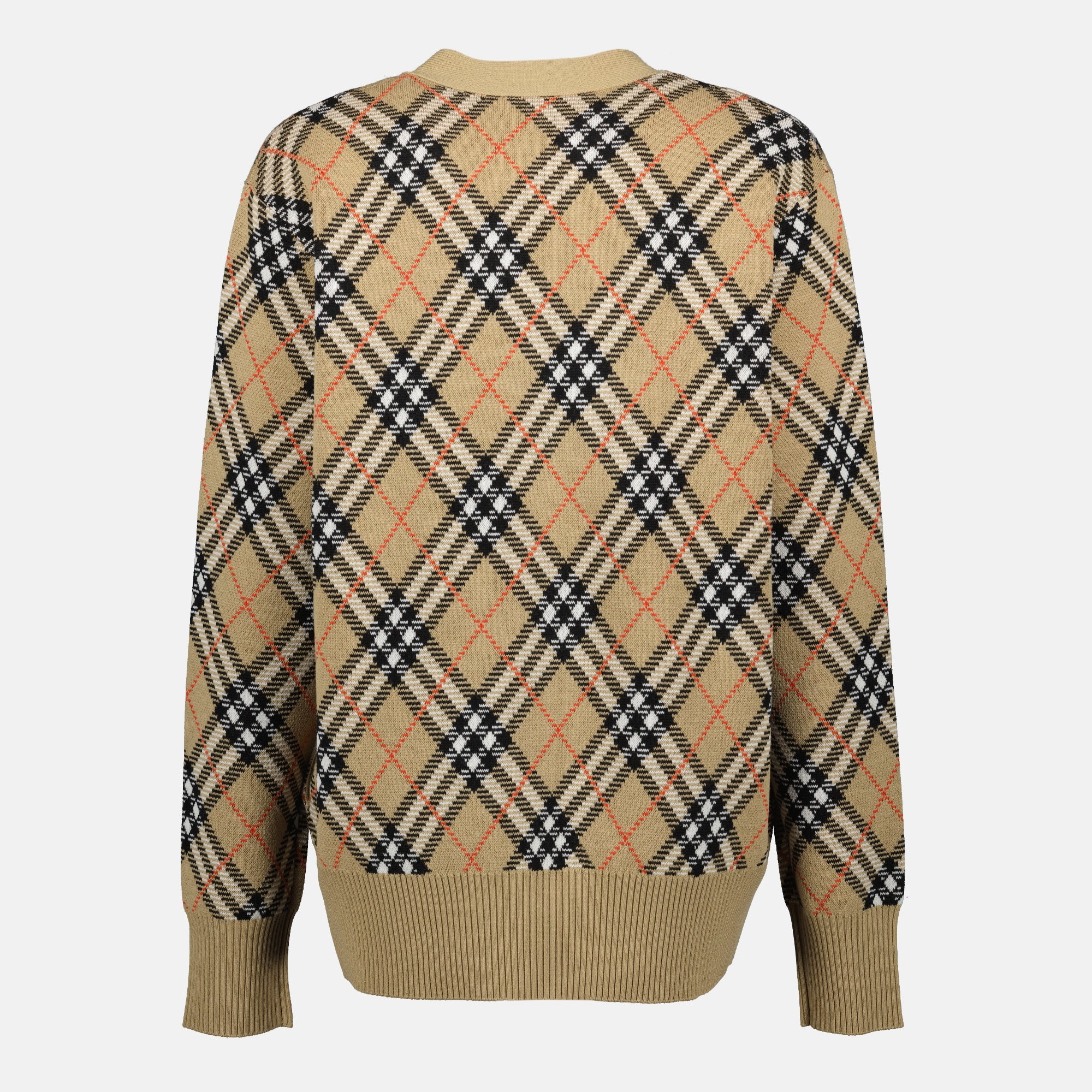 Maille Cardigan à carreaux Check Burberry Beige Femme