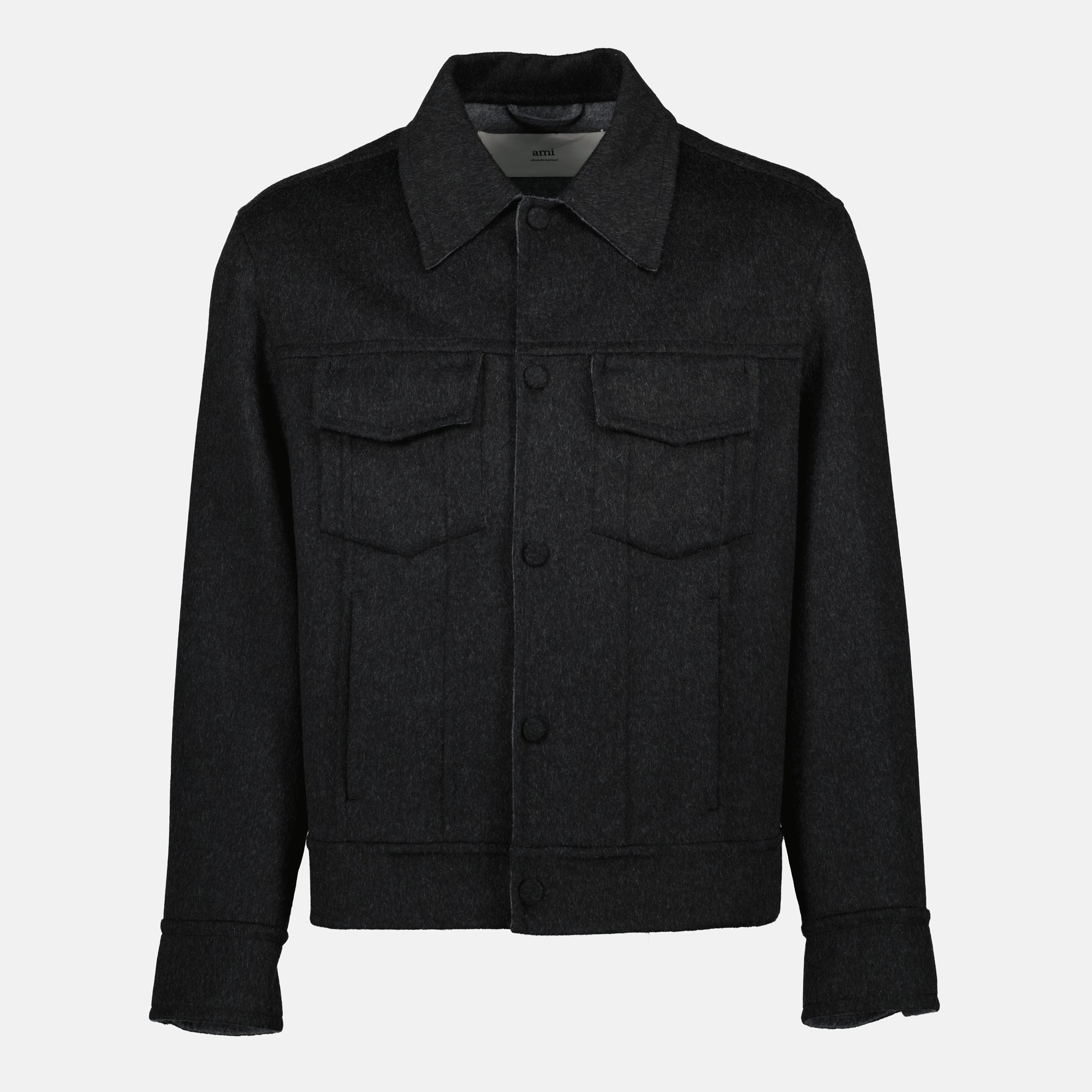 Image of the Ami PARIS Trucker Jacket for Unisex - Fall-Winter 2025 - Front View