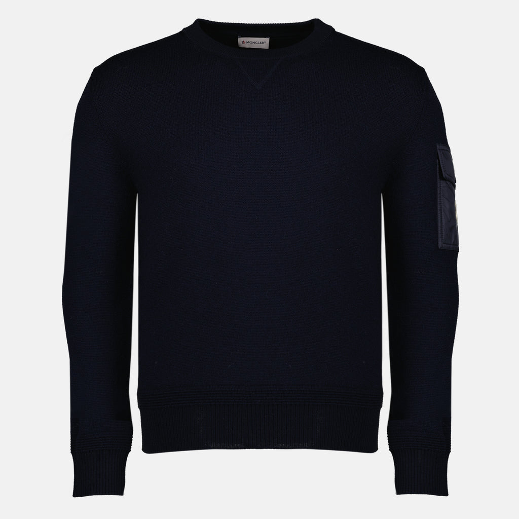Maille Pull en laine bleu marine Moncler Bleu foncé Homme