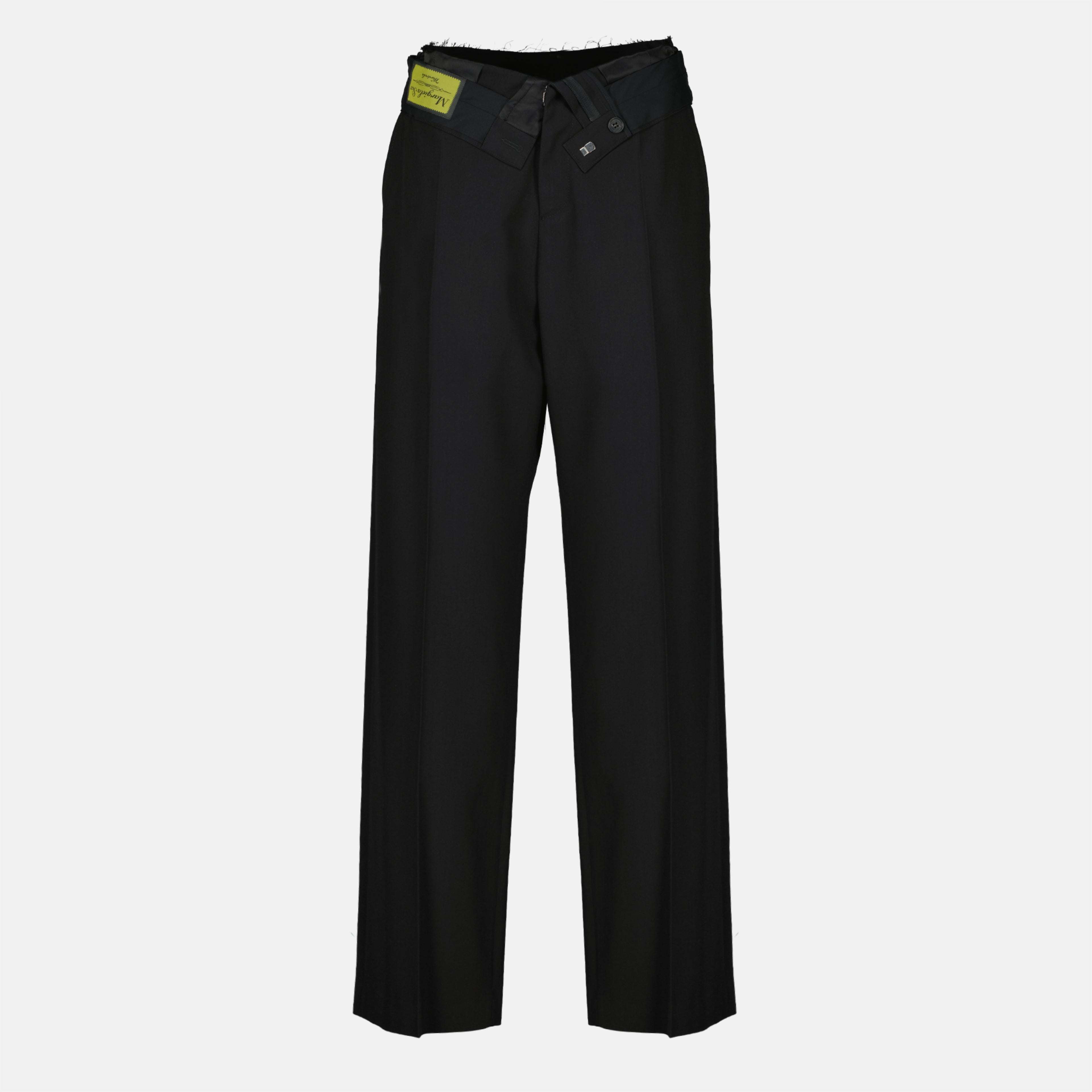 Pantalons Schwarze Woll-Hosen mit hohem Bund Mm6 Noir Femme