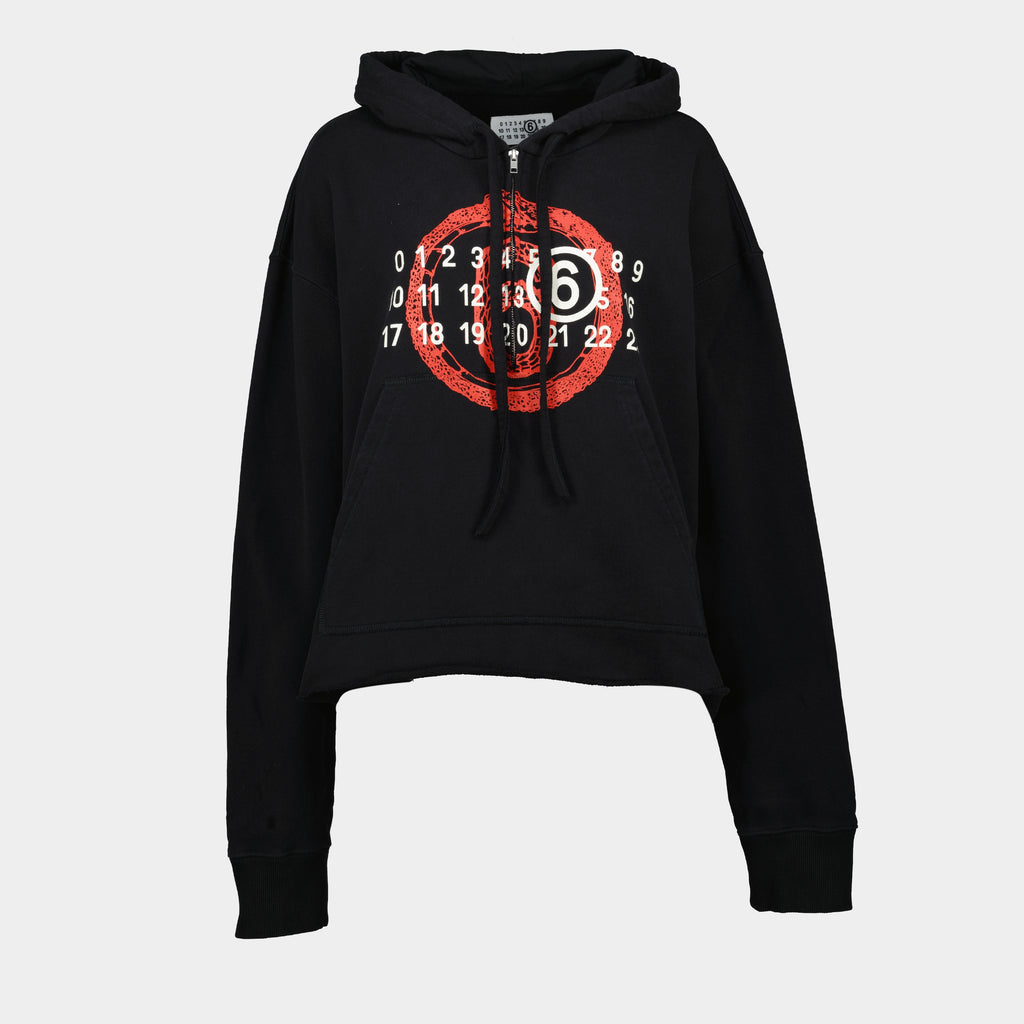 Sweatshirts Bedruckter Hoodie Mm6 Schwarz Femme