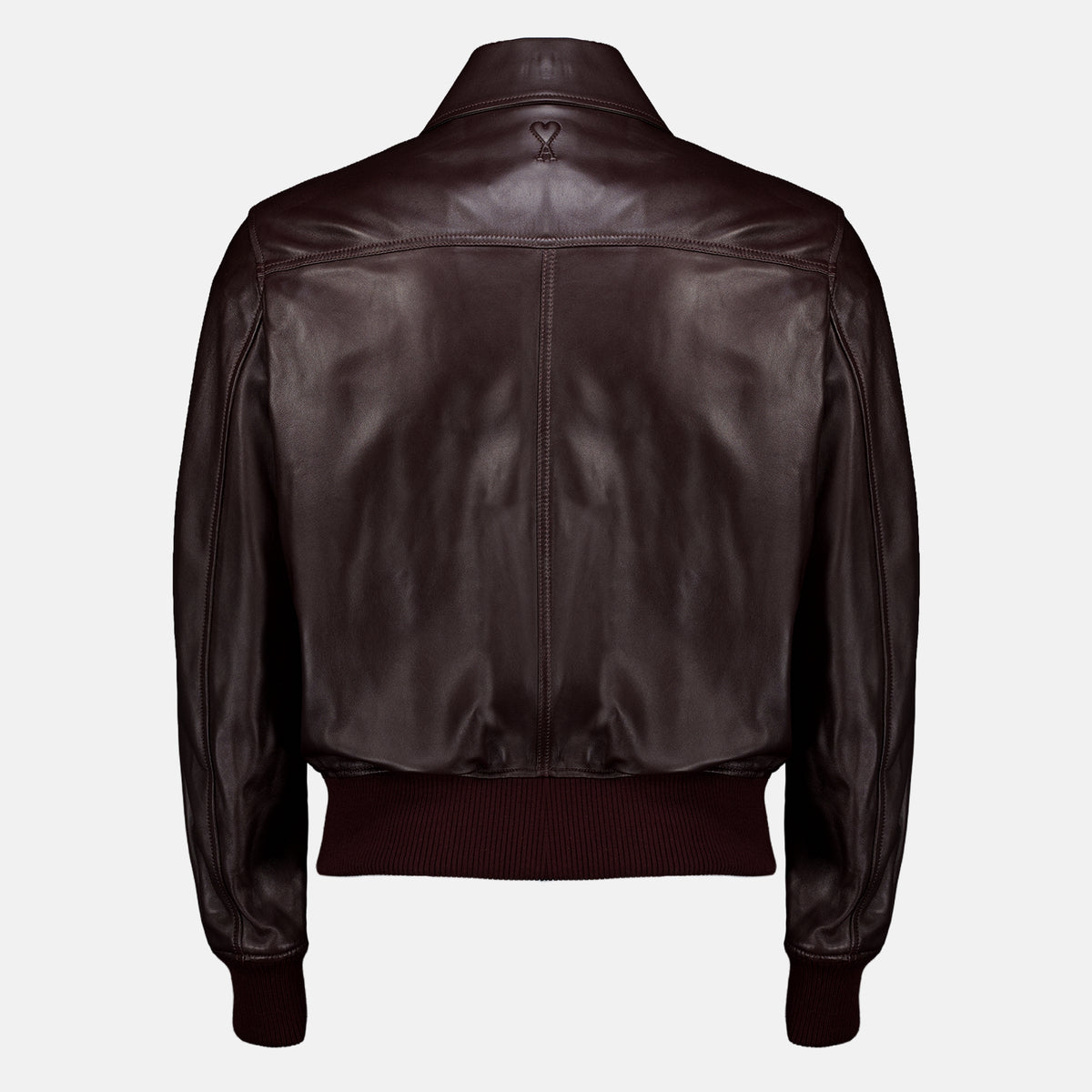 Manteaux Blouson en cuir bordeaux Ami PARIS Bordeaux Homme