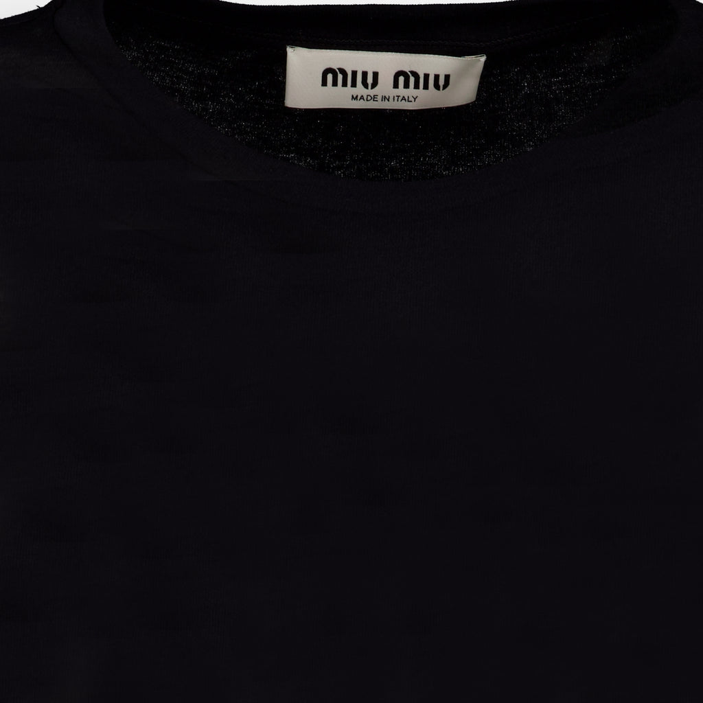 T-shirts Black Ribbed Jersey T-Shirt Miu Miu Noir Femme
