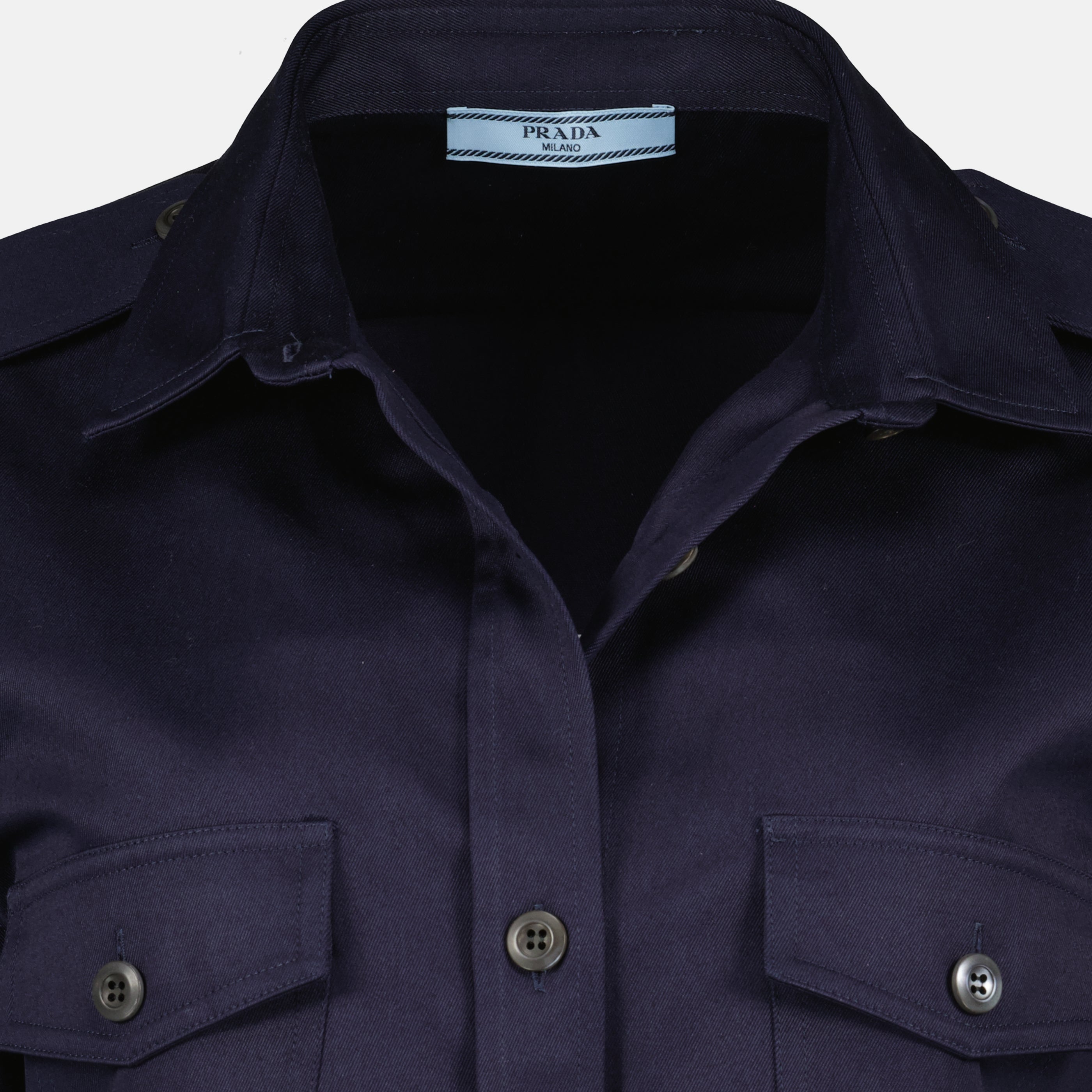 Image de l'article Chemise à poches bleu foncé de la marque Prada pour Femme - Saison Printemps-Été 2026 - Vue détaillée_1