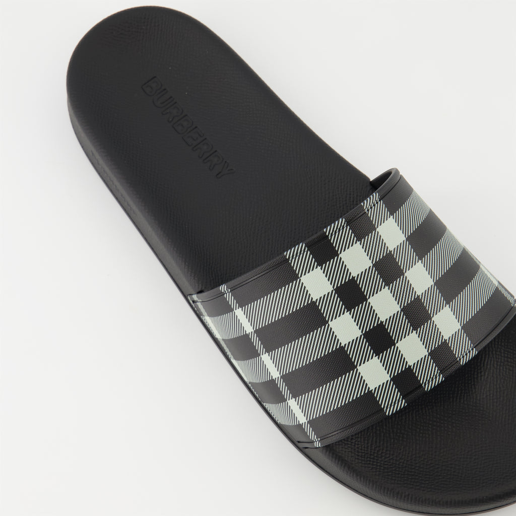 Sapatos abertos Claquettes Check Burberry Preto Homme
