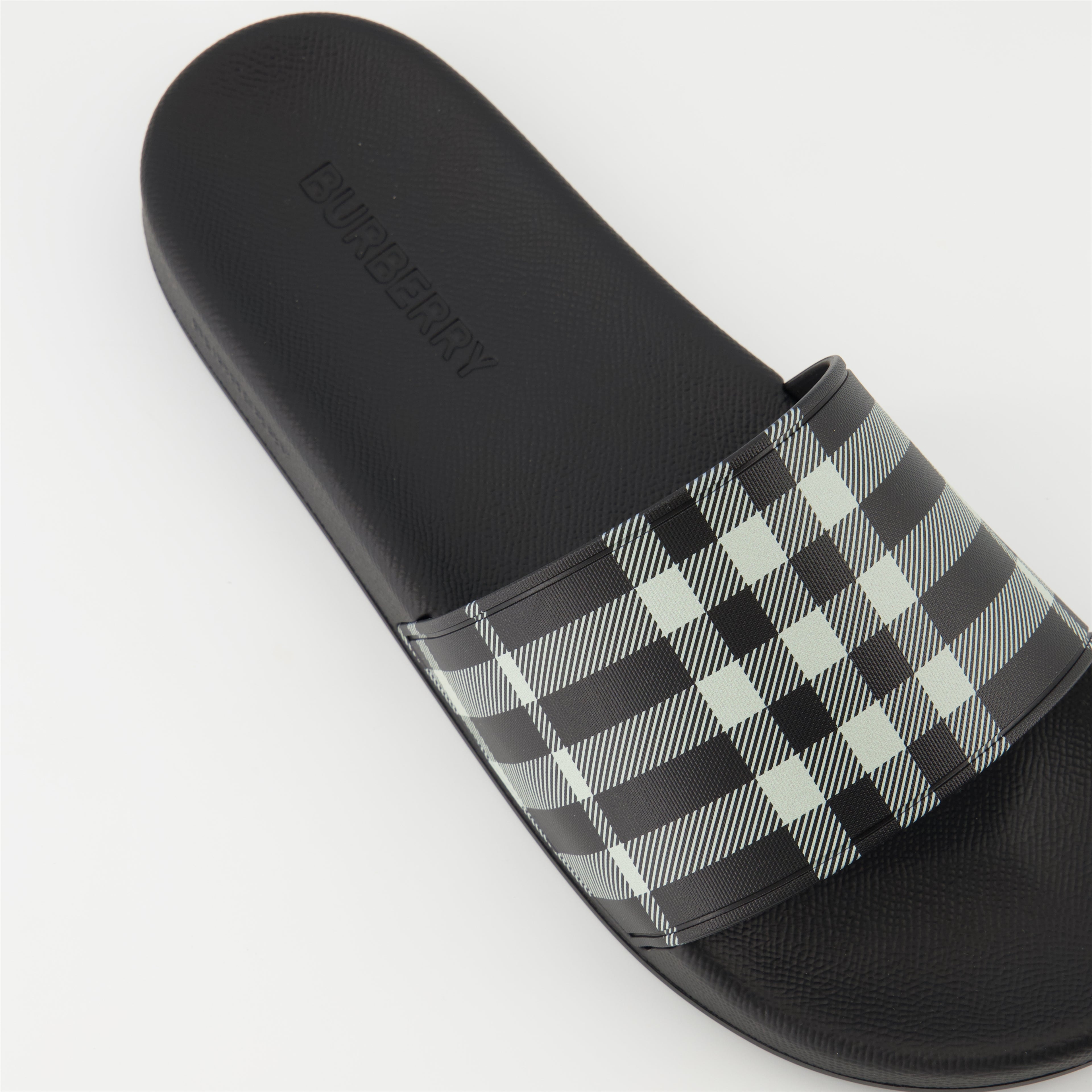 Sapatos abertos Claquettes Check Burberry Preto Homme