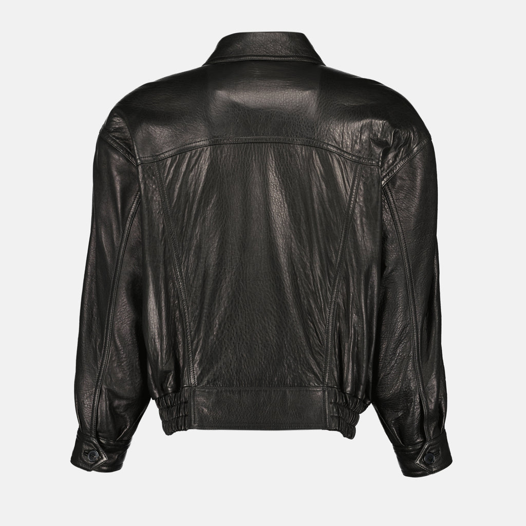 Imagen de la chaqueta bomber de cuero de Saint Laurent para hombre - Otoño-Invierno 2025 - Vista Trasera