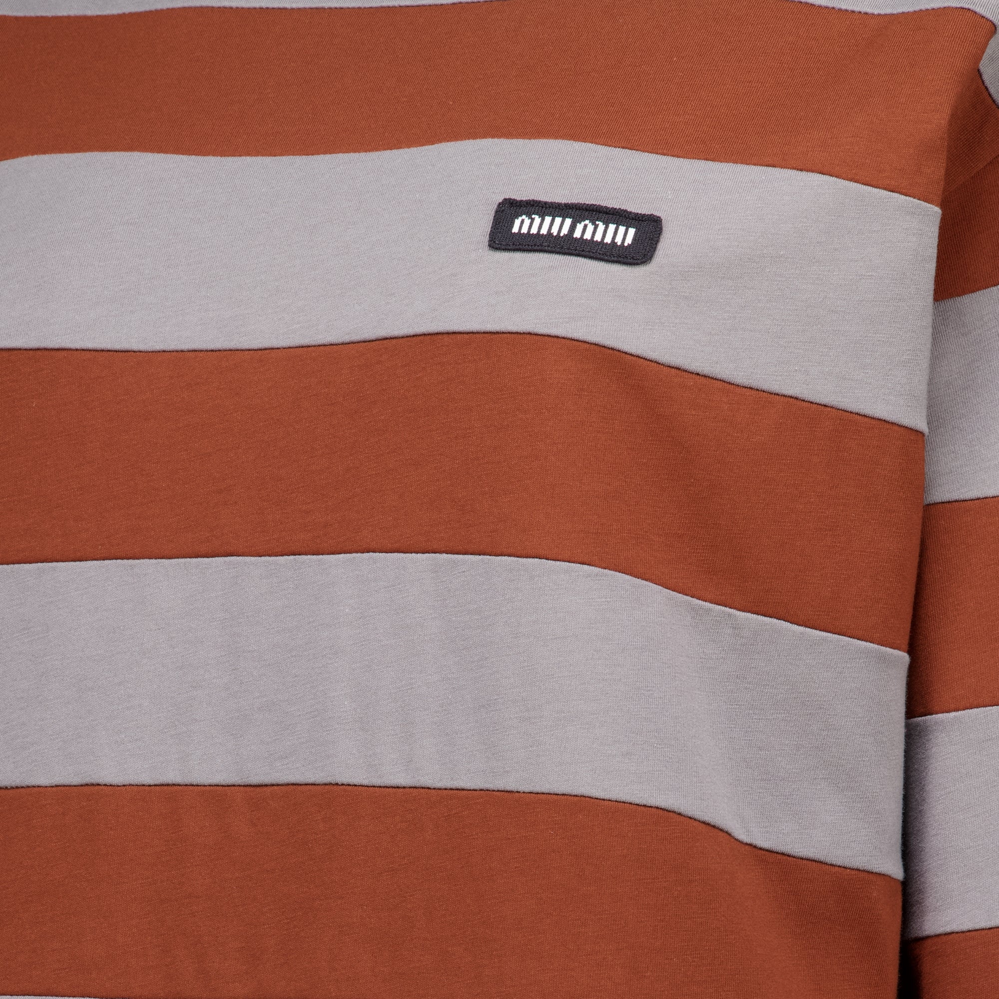 Maille T-shirt en jersey rayé gris et marron Miu Miu Marron Femme